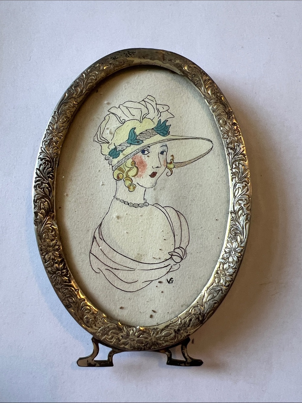 Antique Victorian Sterling Silver frame & print